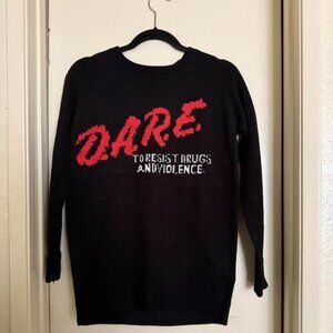 Vintage 90s Black Knitted D.A.R.E. Crewneck Sweatshirt (Unisex) /To Resist Drugs